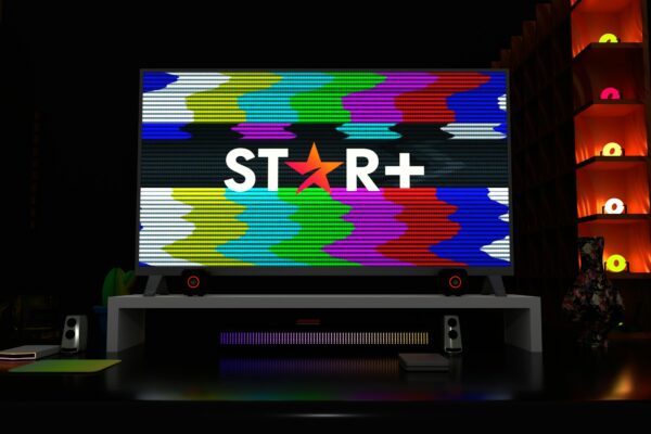 a large television screen with a star on it