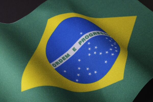 the flag of brazil is waving in the wind