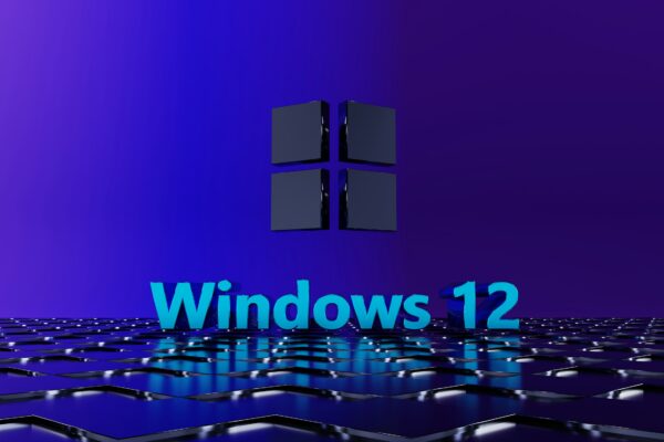 a purple and blue background with the words windows 12 on it