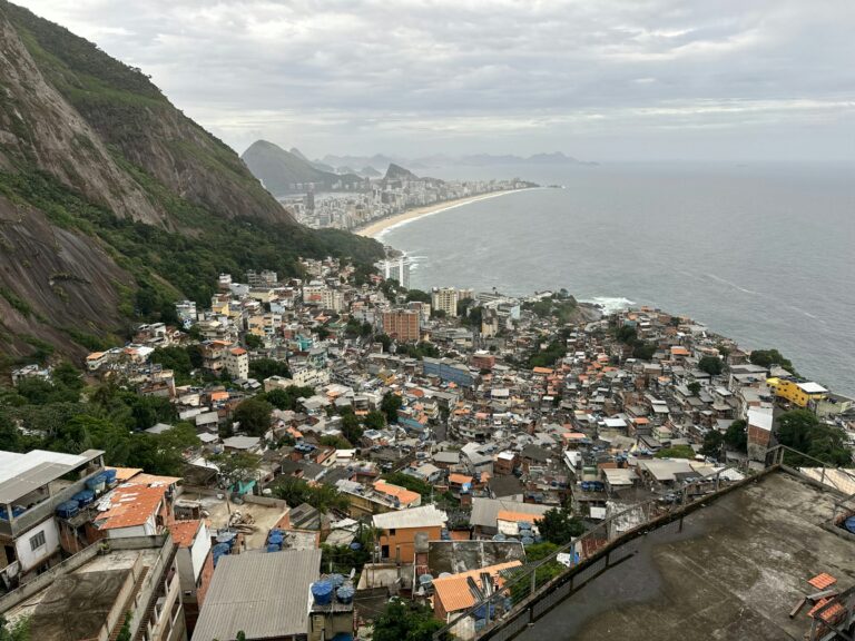 a view of a large city next to the ocean