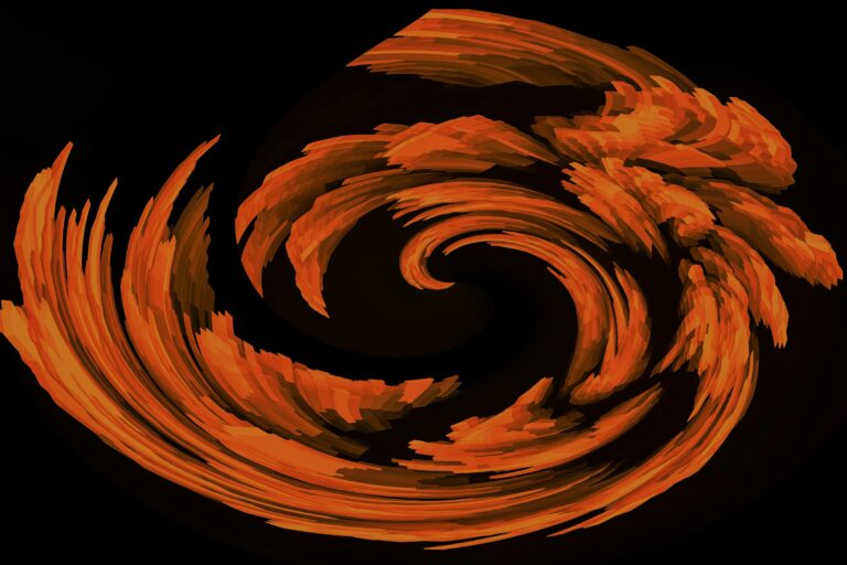 Abstract swirling orange and black design