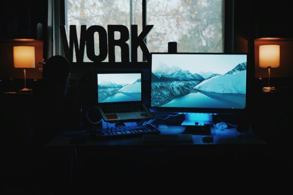 shallow focus photography of computer monitor