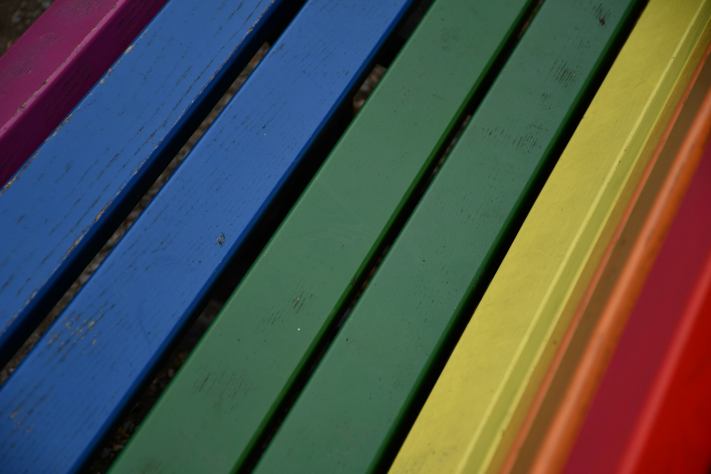 a close up of a rainbow colored wall