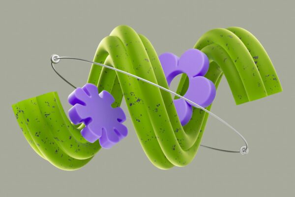 a green object with a purple object in the middle of it