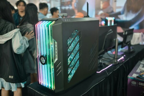 a computer case sitting on top of a table