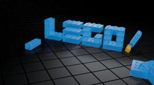 a 3d image of a word made out of lego blocks