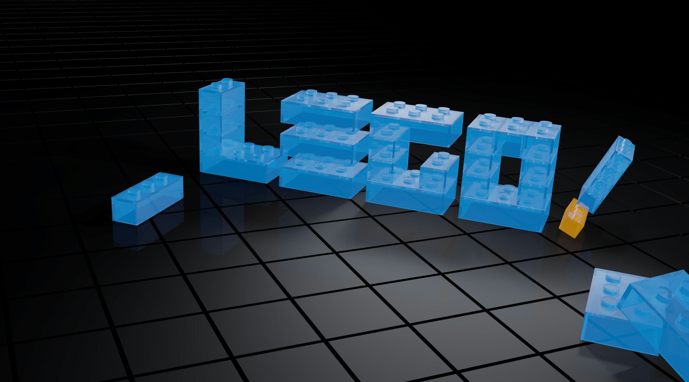 a 3d image of a word made out of lego blocks