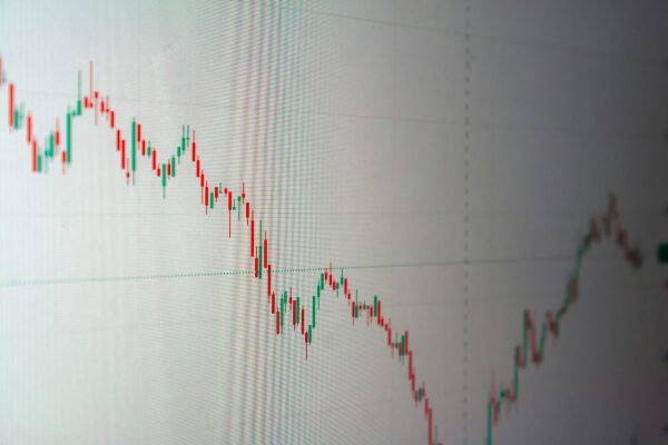 Stock market chart shows a downward trend.