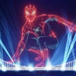 Show de drones e lasers em Gwangalli com Homem-Aranha encanta o público