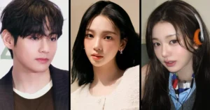 Fãs reagem a rumores de relacionamento entre V do BTS e Wonyoung do IVE