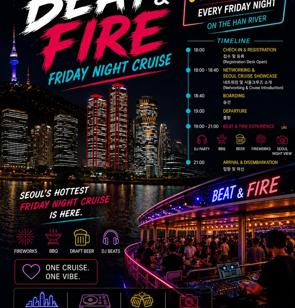 Fãs do BTS se reúnem no evento 'beat & fire' à beira do Rio Han