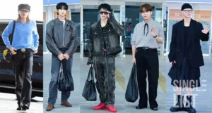 Jimin do BTS e ídolos coreanos desfilam estilo no aeroporto de incheon