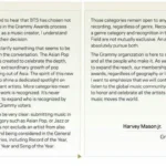 BTS rejeita inscrição no Grammy 2024 e academia responde rapidamente