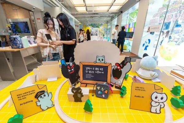 KT e IVE lançam pop-up no Hongdae com Minib e Mint Raon